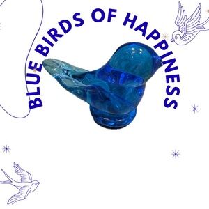 Blue Bird Of Happiness Art Glass Artist Signed Ward